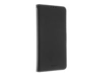 Insmat Exclusive Flip Case - Vikbart fodral för mobiltelefon - genuint läder, polyuretan, polykarbonat - svart - för Samsung Galaxy Xcover Pro 650-2834
