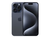 Apple iPhone 15 Pro - 5G smartphone - dual-SIM / Internal Memory 128 GB - OLED-skärm - 6.1" - 2556 x 1179 pixlar (120 Hz) - 3 st. bakre kameror 48 MP, 12 MP, 12 MP - front camera 12 MP - blått titan MTV03QN/A