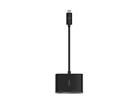 Belkin USB-C to VGA + Charge Adapter - Videokort - 24 pin USB-C hane till HD-15 (VGA), USB-C (enbart ström) hona - svart - stöd för 1080p, USB Power Delivery (60W) AVC001BTBK