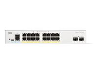 Cisco Catalyst 1300-16P-2G - Switch - L3 - Administrerad - 16 x 10/100/1000 (PoE+) + 2 x Gigabit SFP - rackmonterbar - PoE+ (120 W) C1300-16P-2G