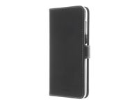 Insmat Exclusive Flip Case - Vikbart fodral för mobiltelefon - genuint läder, polyuretan, polykarbonat - svart - för Motorola Moto G8 Power 650-2862