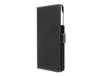 Insmat Flip Case - Vikbart fodral för mobiltelefon - genuint läder, polyuretan, polykarbonat - svart - för Samsung Galaxy S21+ 5G 650-2936