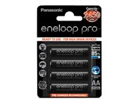 Panasonic Eneloop Pro - Batteri 4 x AA-typ - NiMH - (uppladdningsbara) - 2450 mAh 184-1000