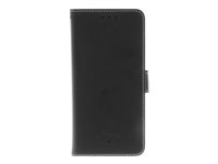 Insmat Exclusive Flip Case - Vikbart fodral för mobiltelefon - genuint läder - svart - för Samsung Galaxy A8 (2018) 650-2628