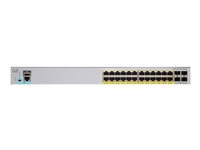 Cisco Catalyst 2960L-24PQ-LL - Switch - Administrerad - 24 x 10/100/1000 (PoE+) + 4 x 1 Gigabit / 10 Gigabit SFP+ - skrivbordsmodell, rackmonterbar - PoE+ (195 W) WS-C2960L-24PQ-LL