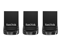 SanDisk Ultra Fit - USB flash-enhet - 32 GB - USB 3.1 - svart (paket om 3) SDCZ430-032G-G46T