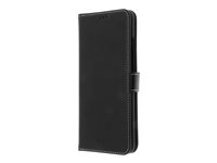 Insmat Flip Case - Vikbart fodral för mobiltelefon - genuint läder, termoplastisk polyuretan (TPU) - svart - för Samsung Galaxy A02s 650-2929