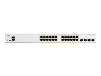 Cisco Catalyst 1300-24FP-4G - Switch - L3 - Administrerad - 24 x 10/100/1000 (PoE+) + 4 x Gigabit SFP - rackmonterbar - PoE+ (370 W) C1300-24FP-4G