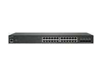 SonicWall Switch SWS14-24 - Switch - Administrerad - 24 x 10/100/1000 + 4 x 10 Gigabit SFP+ - rackmonterbar 02-SSC-2467