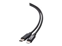 C2G 10ft (3m) USB-C Male to Lightning Male Sync and Charging Cable - Black - Lightning-kabel - 24 pin USB-C hane till Lightning hane - 3.05 m - svart - USB-strömförsörjning (20W), up to 480 Mbps C2G54557