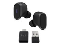 Logitech Zone True Wireless - True wireless-hörlurar med mikrofon - inuti örat - Bluetooth - aktiv brusradering - grafit 985-001082