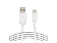 Belkin BoostCharge - USB-kabel - 24 pin USB-C (hane) till USB (hane) - 3 m - vit CAB001BT3MWH