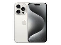 Apple iPhone 15 Pro - 5G smartphone - dual-SIM / Internal Memory 256 GB - OLED-skärm - 6.1" - 2556 x 1179 pixlar (120 Hz) - 3 st. bakre kameror 48 MP, 12 MP, 12 MP - front camera 12 MP - vitt titan MTV43QN/A