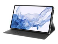 Insmat Exclusive - Vikbart fodral för surfplatta - genuint läder, termoplastisk polyuretan (TPU) - svart - för Samsung Galaxy Tab S8+ 652-1272