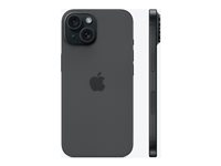Apple iPhone 15 - 5G smartphone - dual-SIM / Internal Memory 128 GB - OLED-skärm - 6.1" - 2556 x 1179 pixlar - 2 bakre kameror 48 MP, 12 MP - front camera 12 MP - svart MTP03QN/A