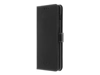 Insmat Exclusive Flip Case - Vikbart fodral för mobiltelefon - läder, polykarbonat - svart - för OnePlus 7 650-2758