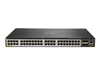 HPE Aruba 6300M - Switch - L3 - Administrerad - 48 x 100/1000/2.5G/5G (PoE+) + 4 x 1 Gb/10 Gb/25 Gb/50 Gb SFP56 (upplänk/stapling) - framsidan och sida till baksidan - rackmonterbar - PoE+ (2880 W) JL659A