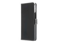 Insmat Flip Case - Vikbart fodral för mobiltelefon - genuint läder, polyuretan, polykarbonat - svart - för Samsung Galaxy A41 650-2861