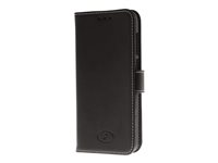 Insmat Exclusive Flip Case - Vikbart fodral för mobiltelefon - genuint läder - svart - för Honor 6A 650-2606