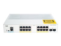 Cisco Catalyst 1000-16FP-2G-L - Switch - Administrerad - 16 x 10/100/1000 (PoE+) + 2 x gigabit SFP (upplänk) - rackmonterbar - PoE+ (240 W) C1000-16FP-2G-L