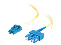 C2G LC-SC 9/125 OS1 Duplex Singlemode PVC Fiber Optic Cable (LSZH) - Patch-kabel - SC enkelläge (hane) till LC enkelläge (hane) - 2 m - fiberoptisk - duplex - 9 / 125 mikrometer - OS1 - halogenfri - gul 85587