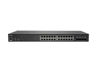 SonicWall Switch SWS14-24FPOE - Switch - Administrerad - 24 x 10/100/1000 (PoE+) + 4 x 10 Gigabit SFP+ - rackmonterbar - PoE+ (410 W) - med 3 års 247-support 02-SSC-8376